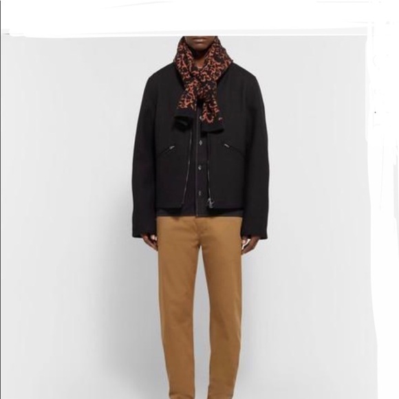 Men Cmmn Swd mustard yellow/black Cotton, Merino Wool and Cashmere-Scarf. - Picture 13 of 13